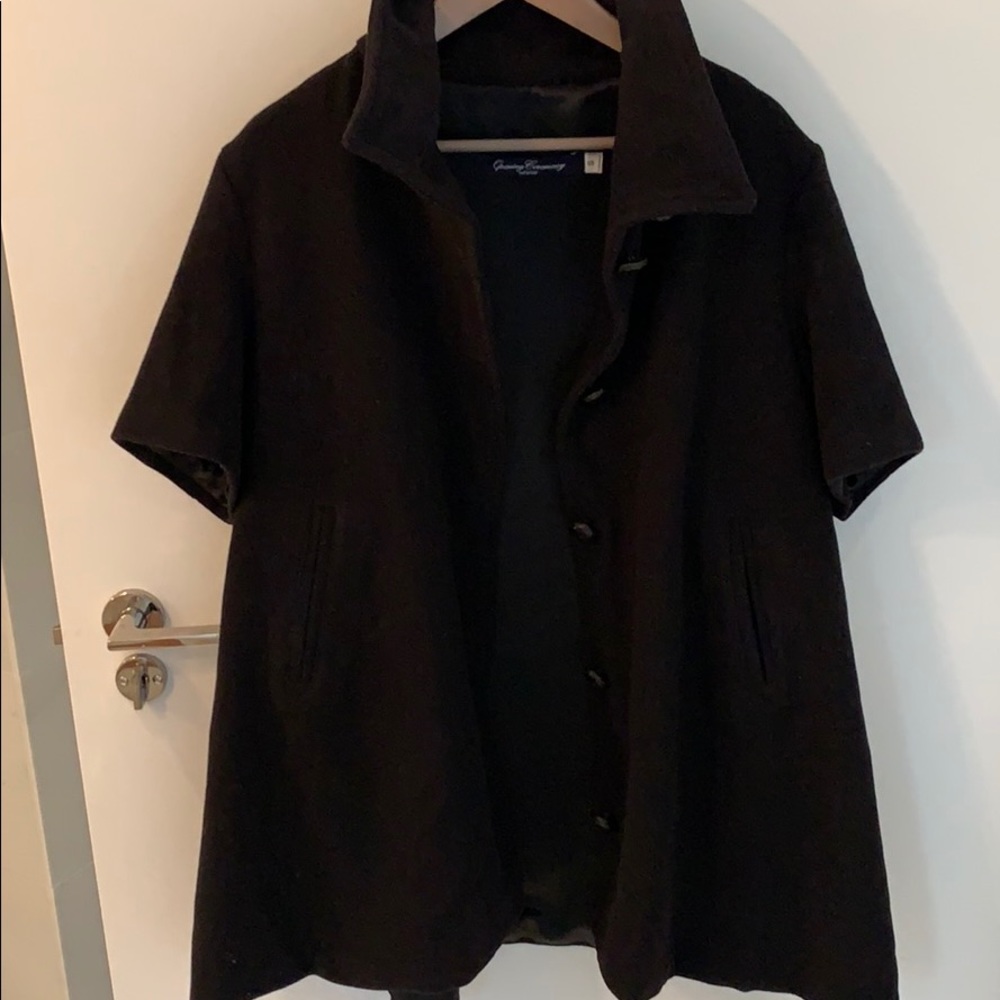 Opening ceremony wool short sleeve coat black
